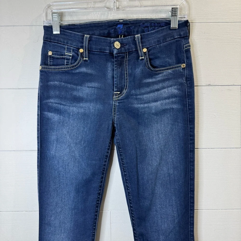 7 For All Mankind Women's High Rise Ankle Skinny Dark Blue Women's Jeans
